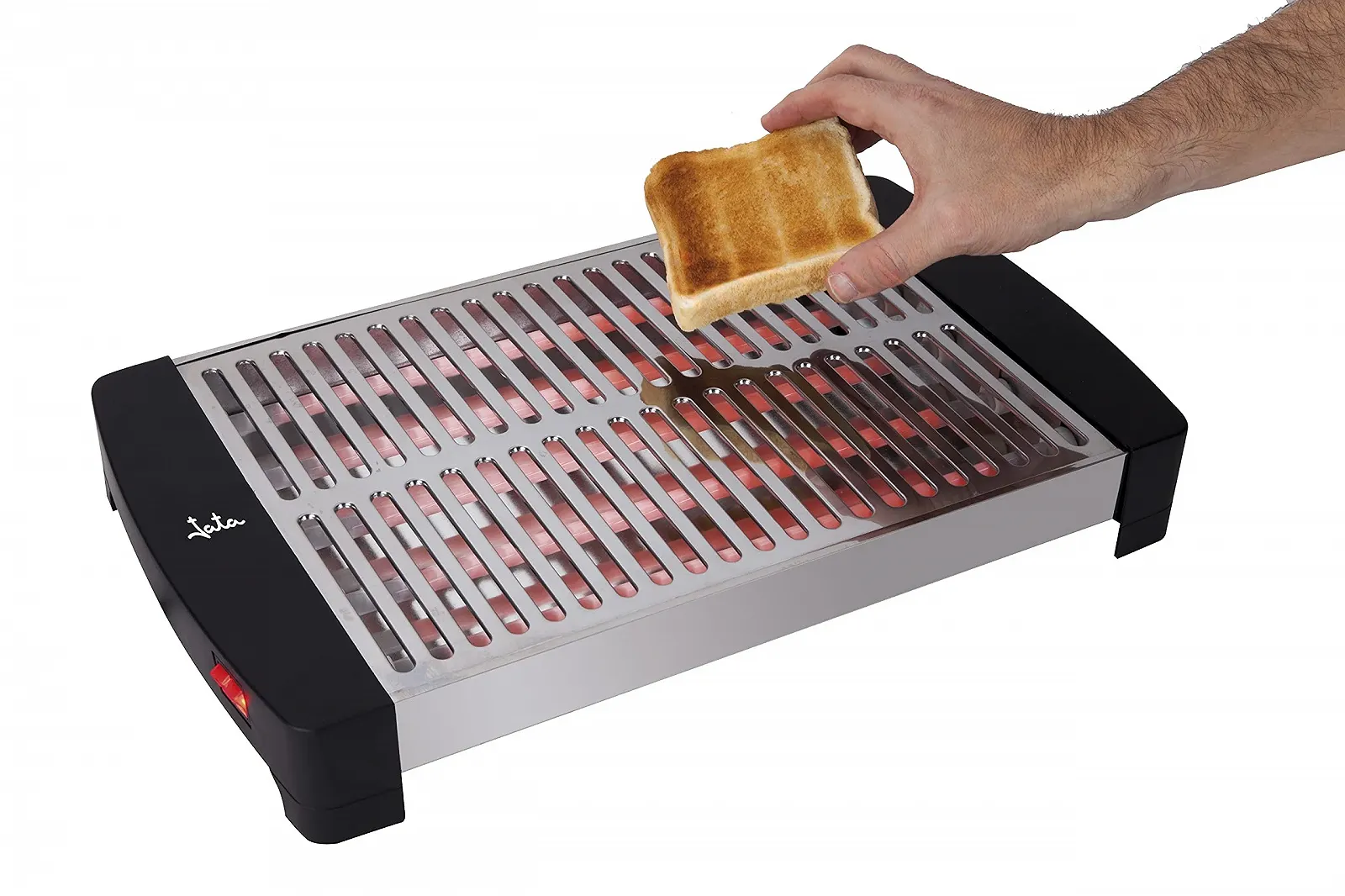 Тостер горизонтальний Jata XXL TT591 Великий (35 x 25 см) з 5 кварцовими стрижнями, корпус і гриль з нержавіючої сталі, 3 режими нагріву, знімний піддон для крихт, фото №3