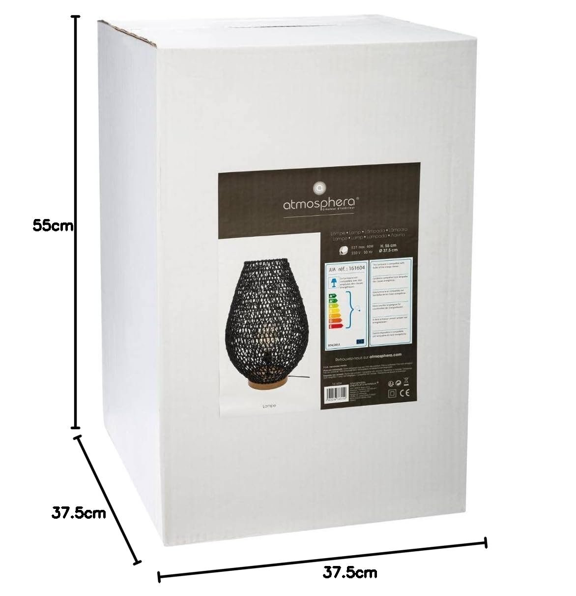 Настільна лампа Atmosphera Etel металева дерево чорна 55 см, фото №9