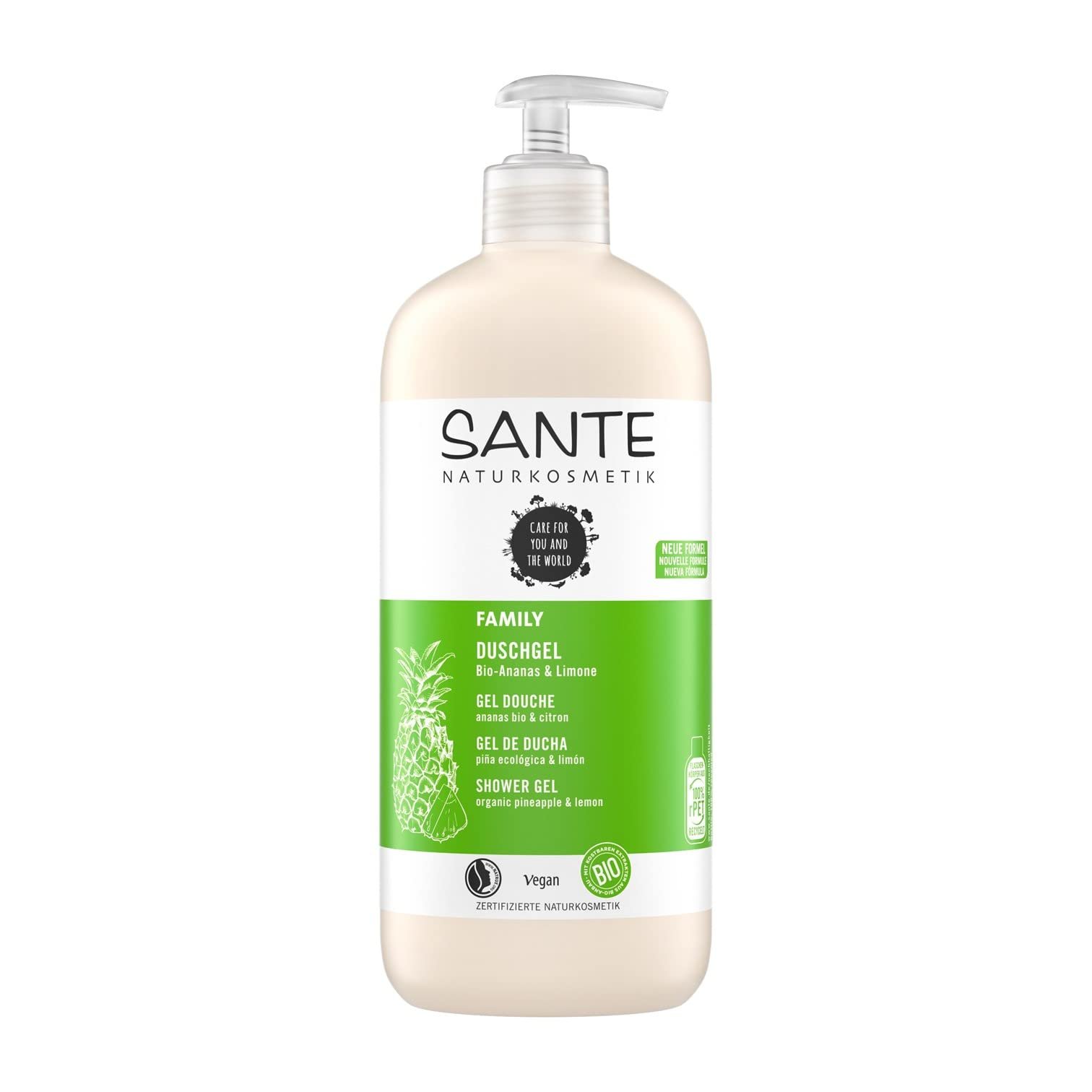 Гель для душу освіжаючий SANTE Naturkosmetik Family органічний ананас та лайм 950 мл, фото №1