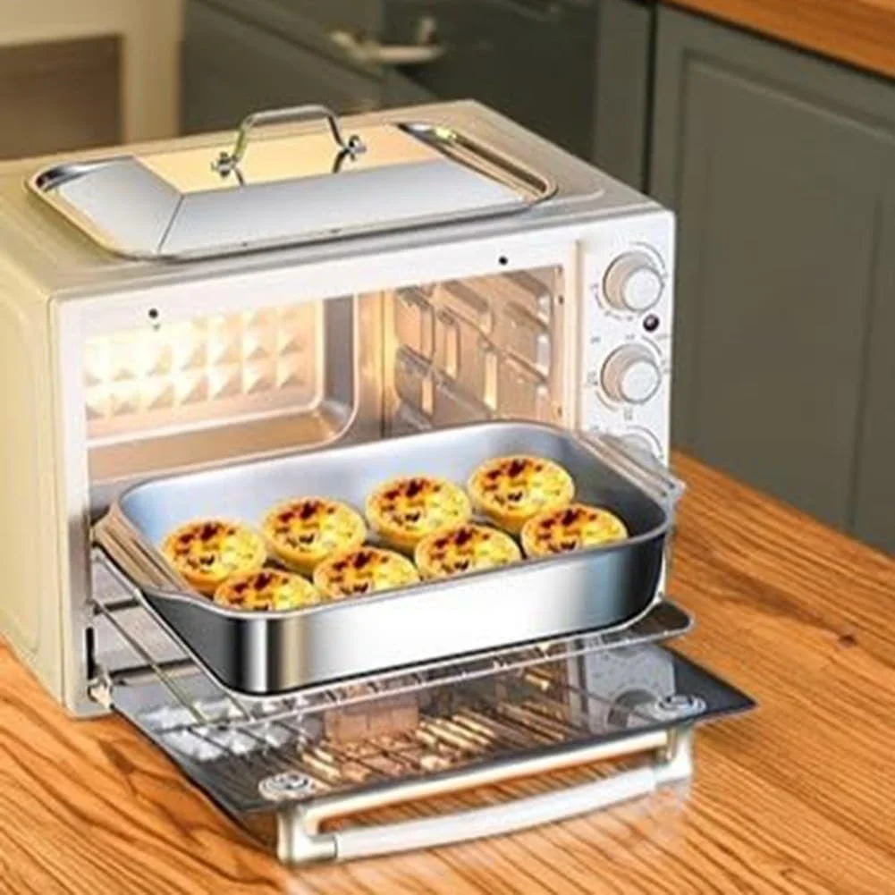 Форма для лазаньи 18/8 нержавеющая сталь 46 x 28 x 6 см с крышкой и изолированными ручками 2 мм толщина, фото №8 Форма для лазаньи 18/8 нержавеющая сталь 46 x 28 x 6 см с крышкой и изолированными ручками 2 мм толщина, фото №8