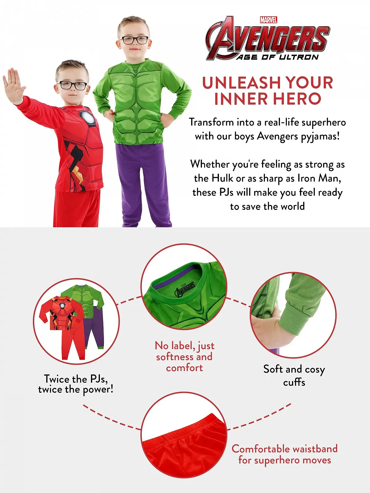 Піжама Marvel Hulk & Iron Man для хлопчиків, Месники, Набір 2 шт, фото №4