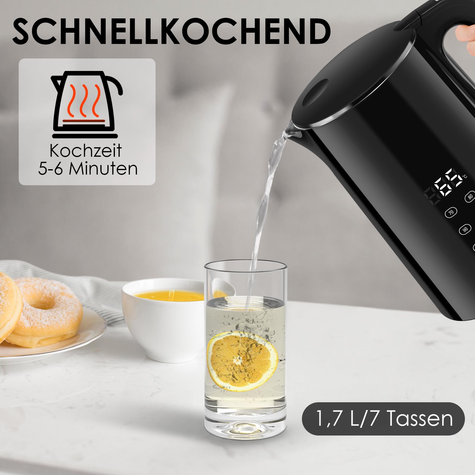 Электрочайник VORSCH 1.7 L LCD Черный, фото №5