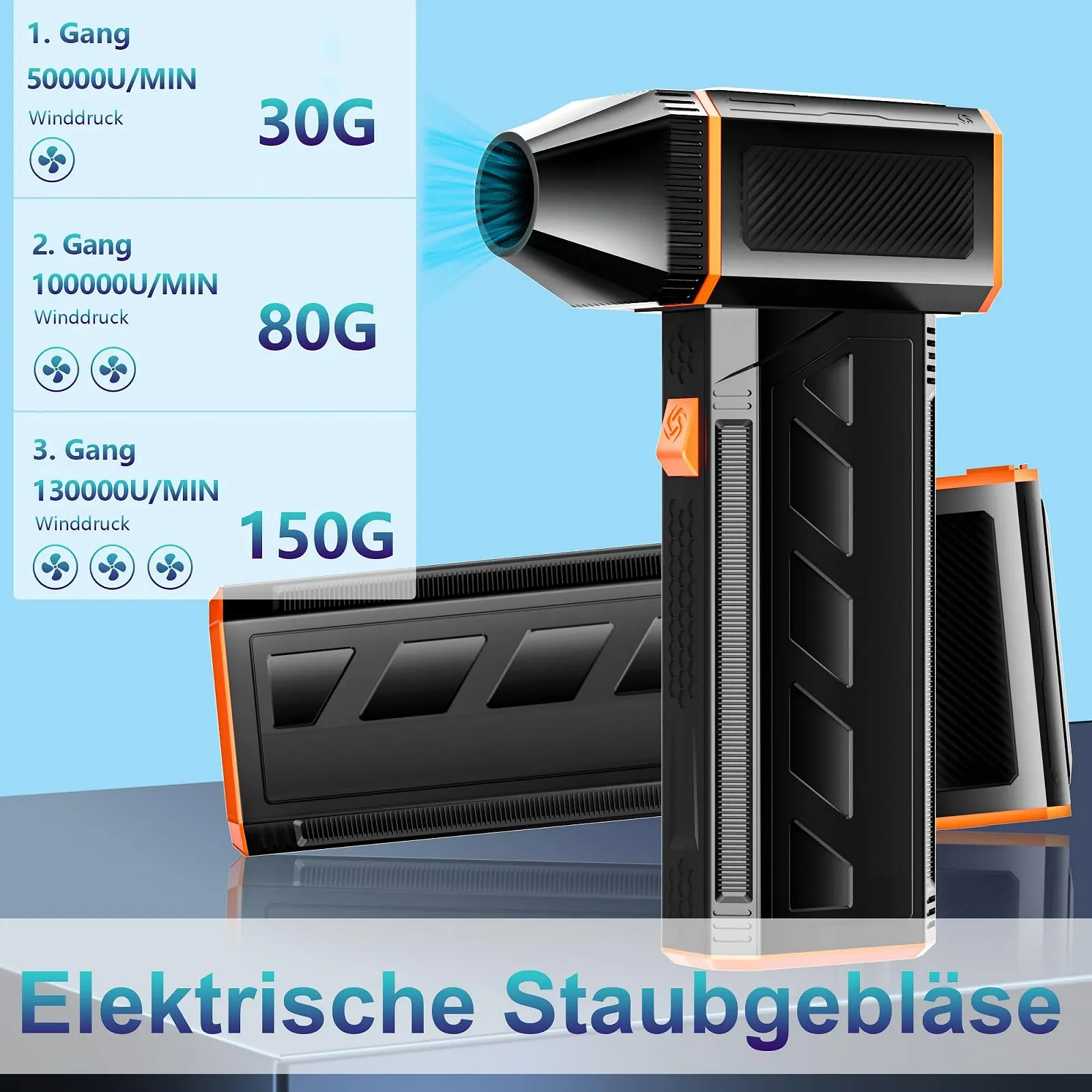 Електричний повітродувка  CCV 3-Speed 130 000 RPM 2500 mAh Type-C Quick Charge, фото №6