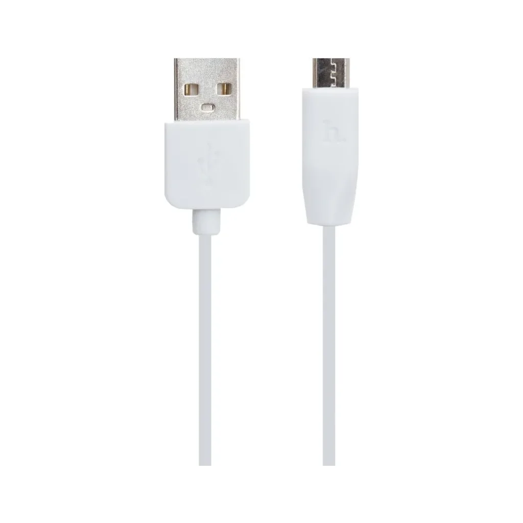 Дата кабель USB 2.0 AM to Micro 5P 1.0m 2.4A PVC X1 white HOCO (6957531032038), фото №1