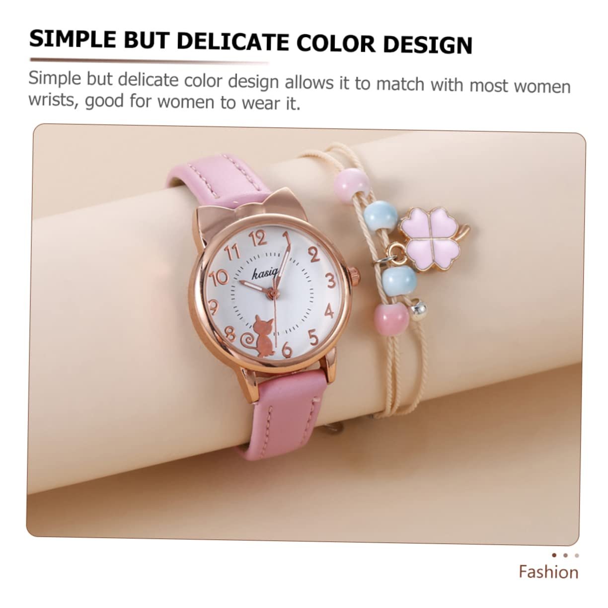 Наручные часы Healvian Стильные с кошачьим циферблатом с подходящим браслетом Регулируемые кварцевые для женщин для особых случаев, фото №7