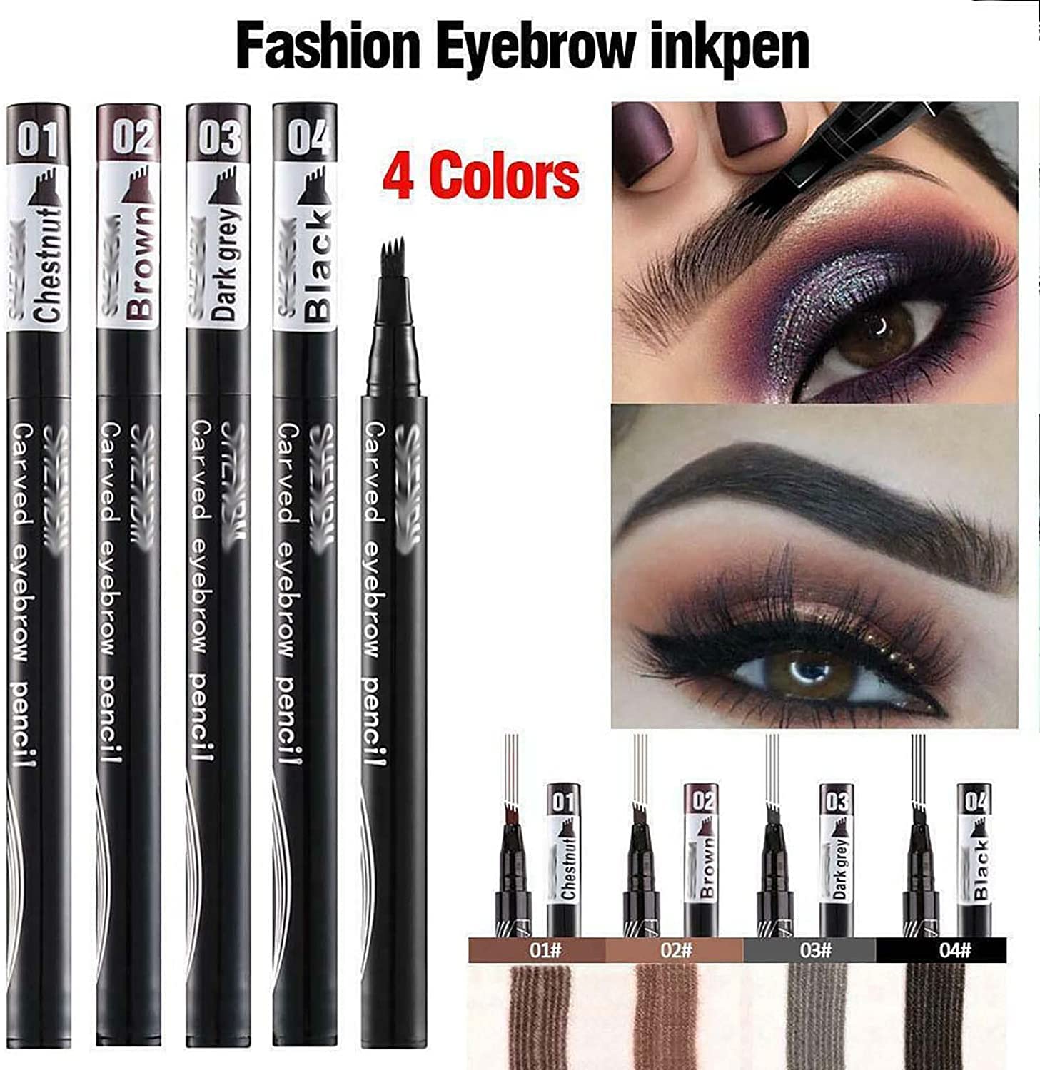 Олівець для брів Tattoo 4 Fork Waterproof Ink Pen Dark Grey, фото №4