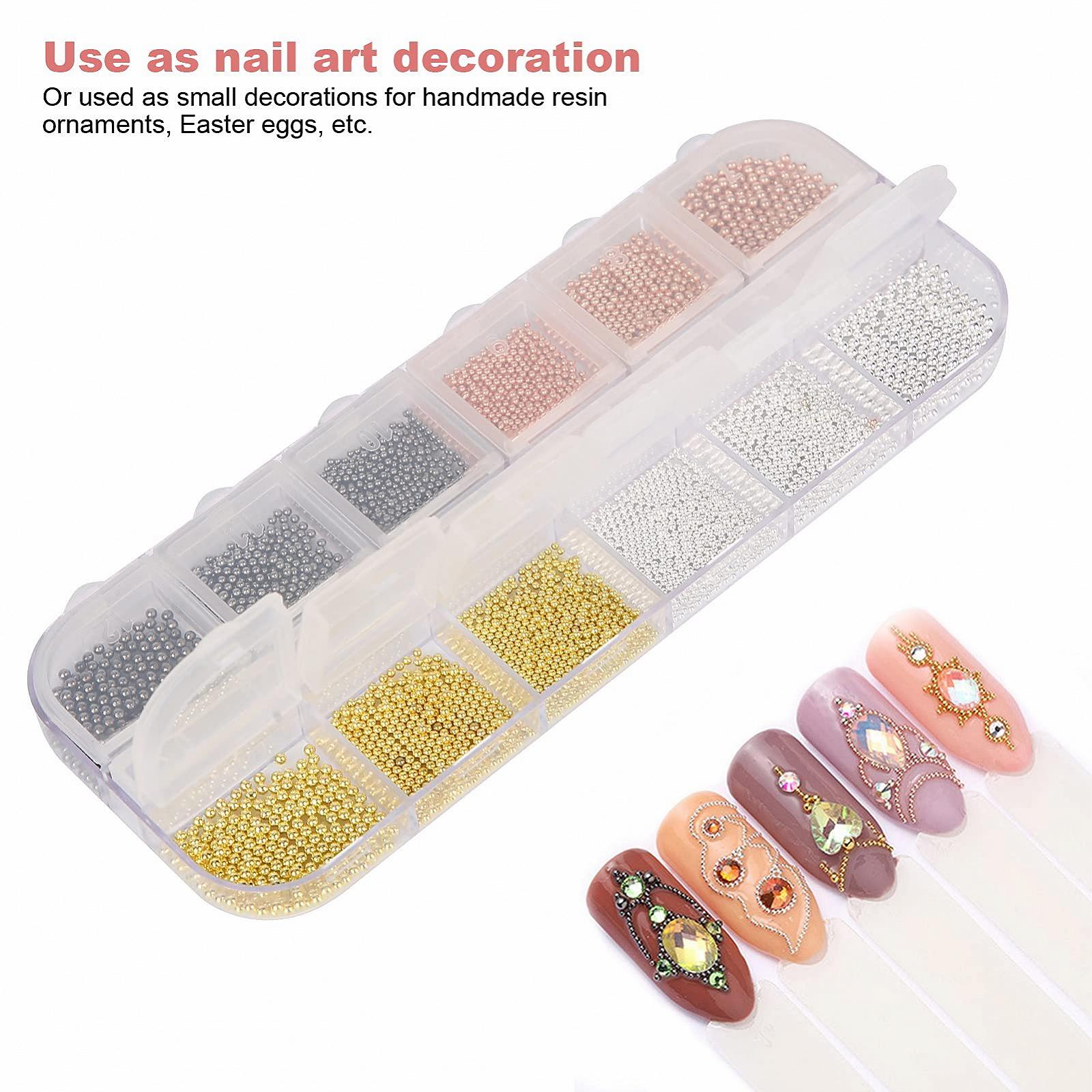 Украшения для ногтей шарики Мини металлические шарики 3D стальные бусины для ногтей стальные шарики металлические бусины смешанного размера маникюрные декоративные бусины для ногтей для домашнего салона (07), фото №3