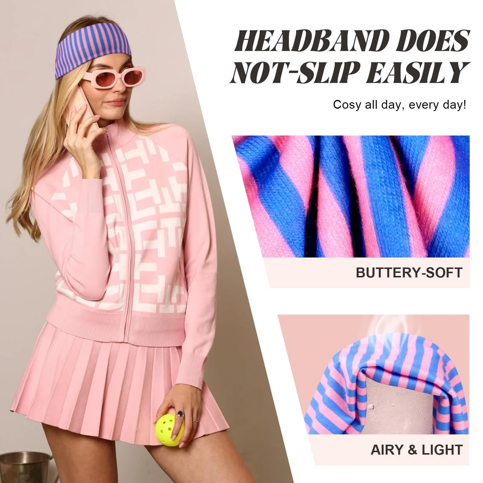 Спортивна широка пов'язка на голову 3 шт., фото №4