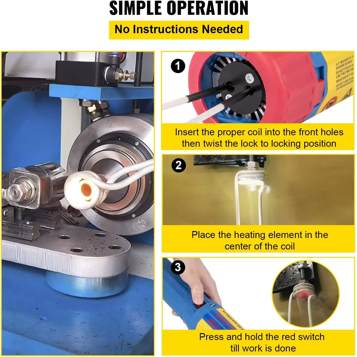 Нагрівач індукційний VEVOR H7L / 1 кВт / Портативний / Для болтів 5-40мм / Синій, фото №9 Нагрівач індукційний VEVOR H7L / 1 кВт / Портативний / Для болтів 5-40мм / Синій, фото №9