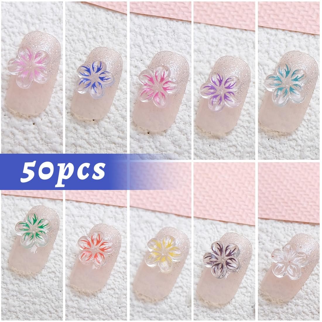 3D Цветок Без бренда Без серии Без модели 9 x 9 мм Разноцветный, набор 50 шт., фото №3