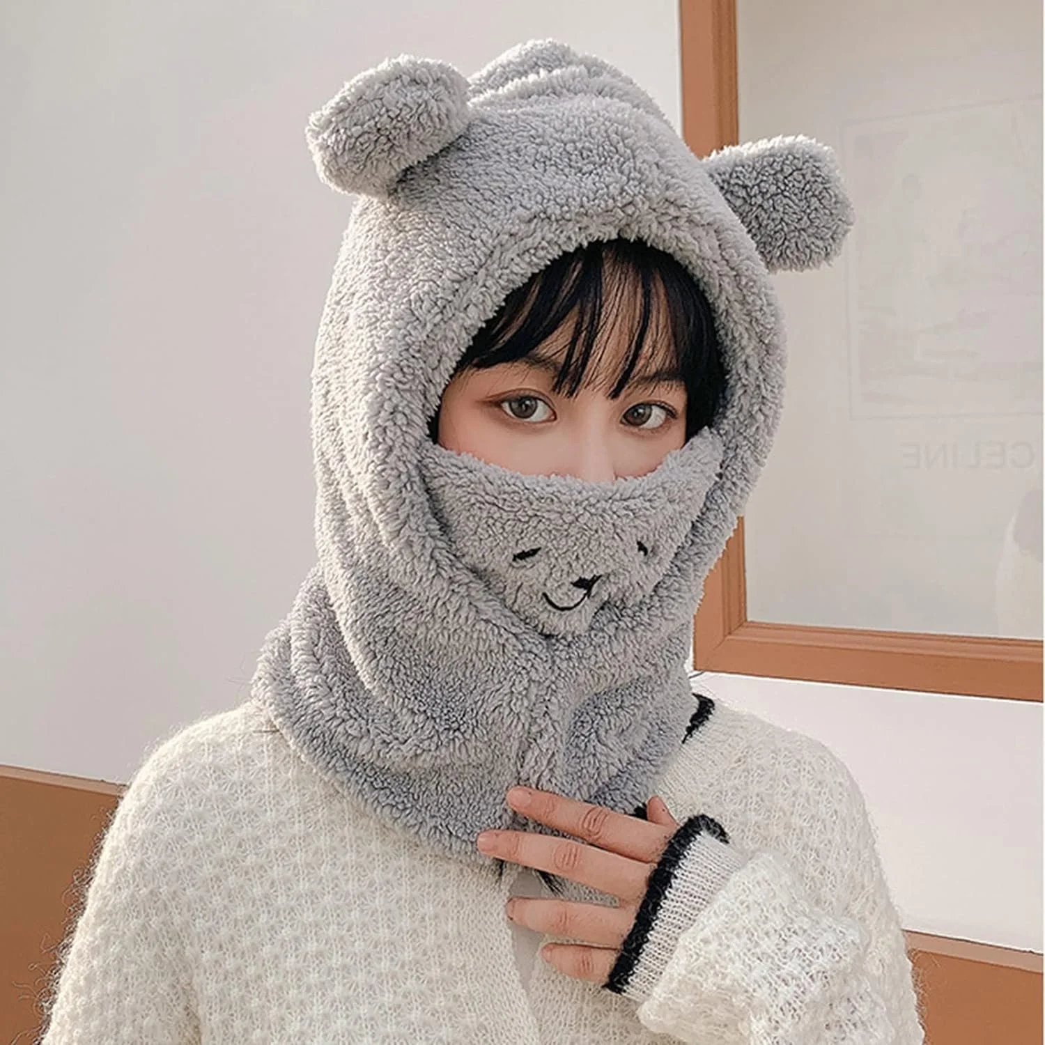 Женская зимняя теплая ветрозащитная шапка, флисовая, фото №3