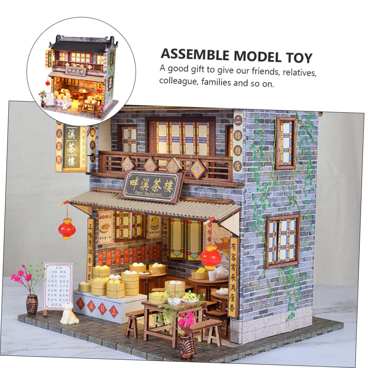 Конструктор HEMOTON 1 Piece Tea House The Edith Eger Miniature House Декор Іграшковий Будинок Модель Крафтова Дерев'яна, фото №8