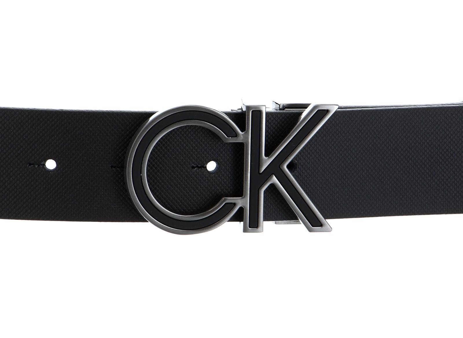 Ремень Calvin Klein Logo Rev CK Metal Inlay 35 мм W90 Черный гладкий/Черный текстурированный, Черный гладкий / Черный текстурированный, фото №3