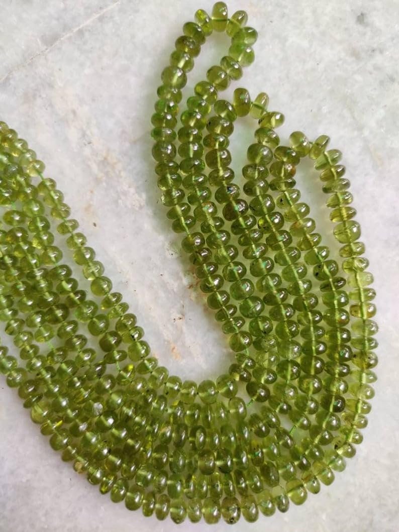 Бусины Peridot рондель гладкие 4.5-6.5 мм зеленый, фото №2