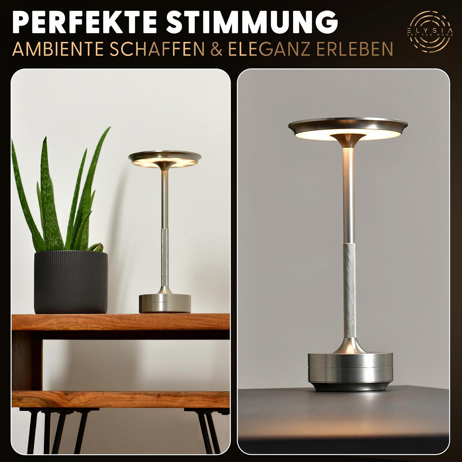 Настільна лампа ELYSIA LED Battery Dimmable USB-C IP54 Срібляста, фото №4