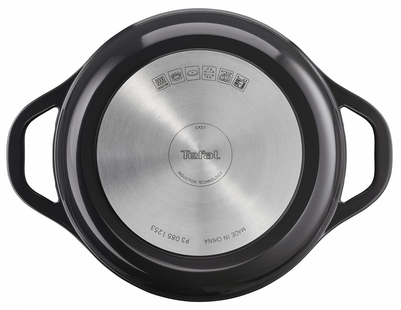 Гусятниця для випікання Tefal Air E2554604 кругла антипригарна індукційна лита алюмінієва з кришкою Сіра, фото №3