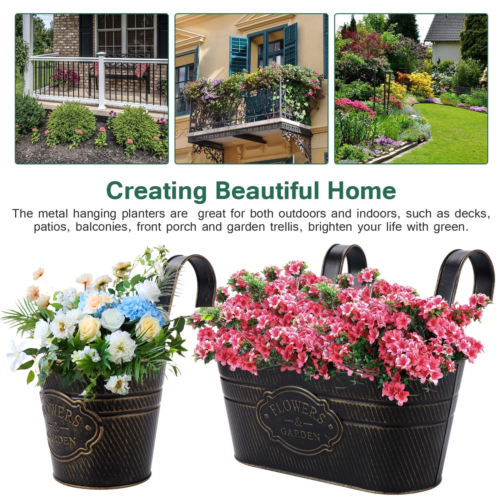 Набір підвісних металевих квіткових горщиків 3 шт. Залізо, фото №7