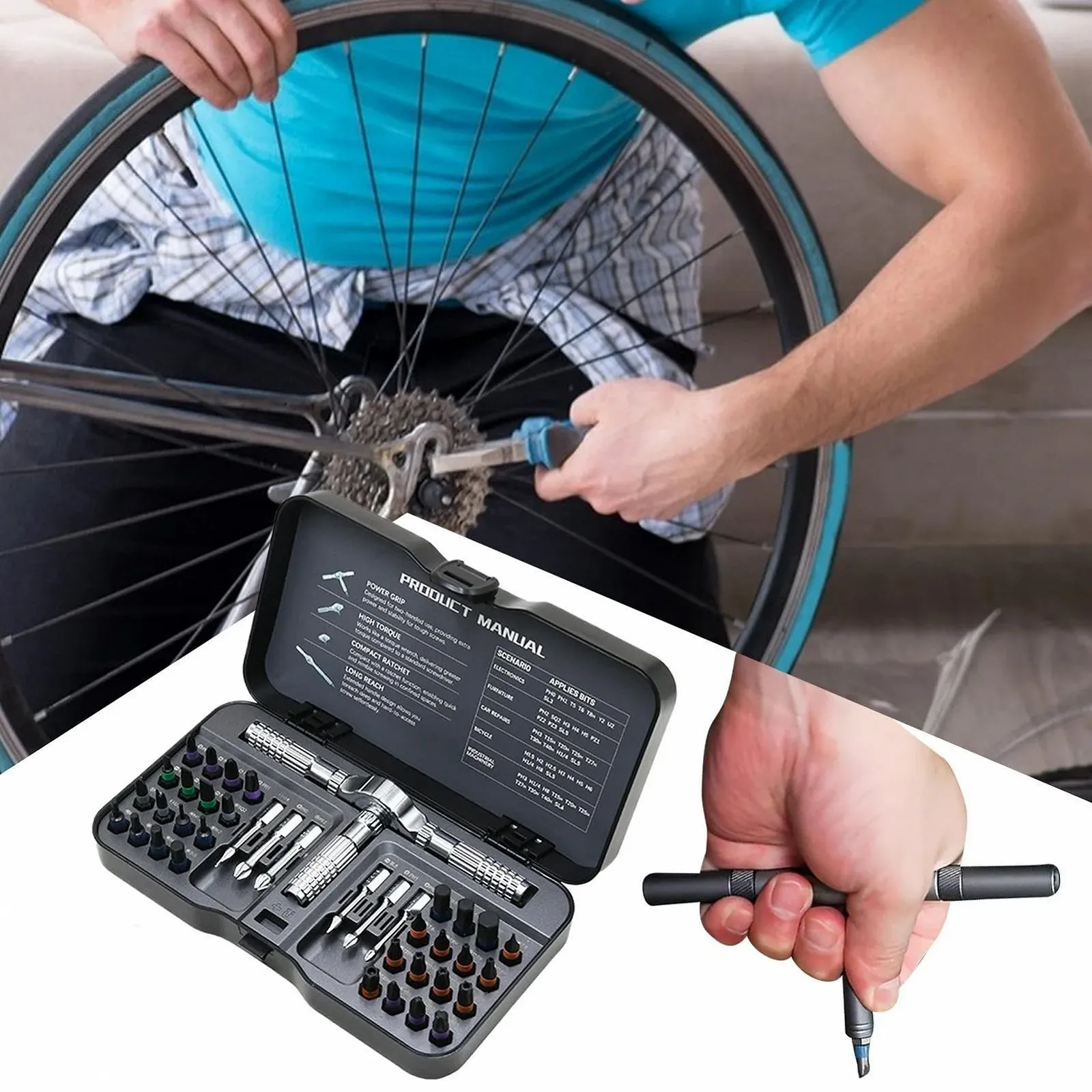 Набір реверсивних викруток 40-в-1 магнітний прецизійний з кейсом, фото №3