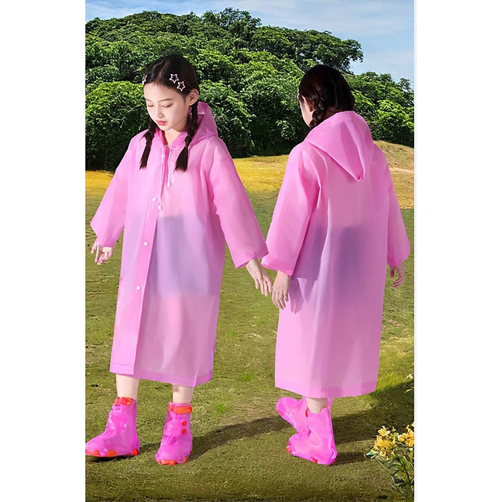 Детская дождевая куртка Унисекс Водонепроницаемая Дышащая Однотонная с капюшоном, фото №2