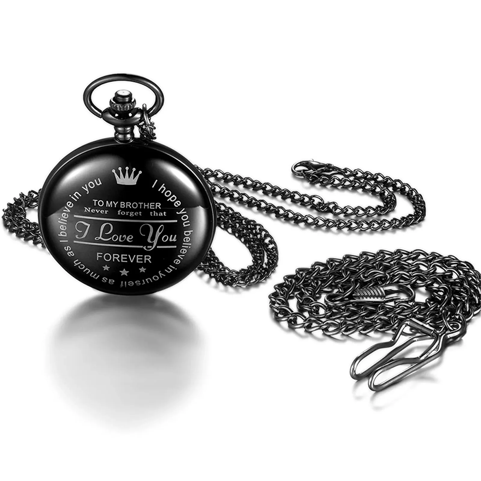 Карманные часы с цепочкой JewelryWe Аналоговые Кварцевые с гравировкой Простой гладкий кулон, фото №1