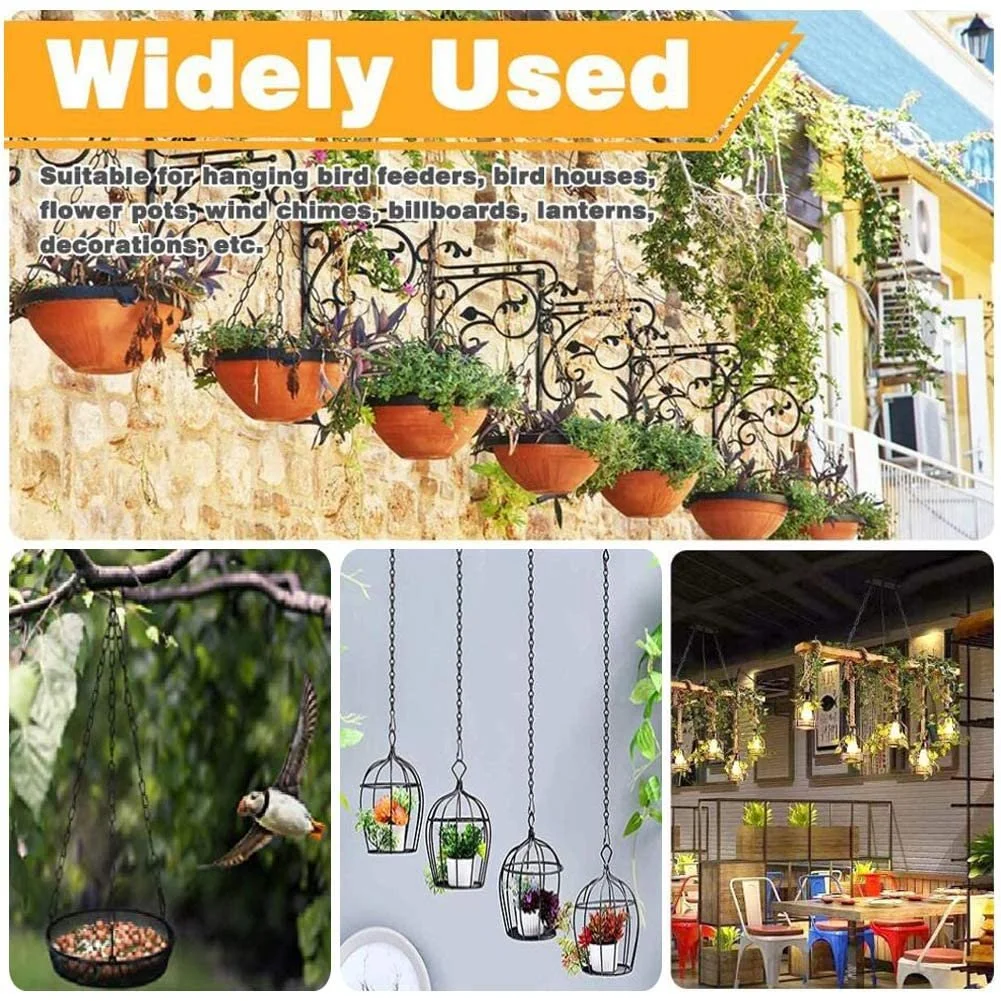 Ланцюжок для підвісного кошика 46 см металевий з подвійними гачками 6 шт Чорний, фото №2 Ланцюжок для підвісного кошика 46 см металевий з подвійними гачками 6 шт Чорний, фото №2