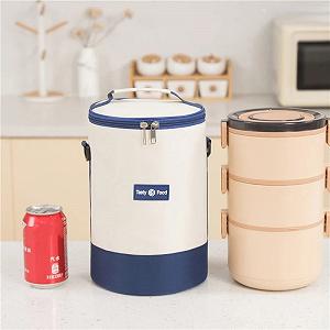 Круглая термосумка для еды с собой ланч бокса ручкой Testy синяя synthetic.ua - Фото 1