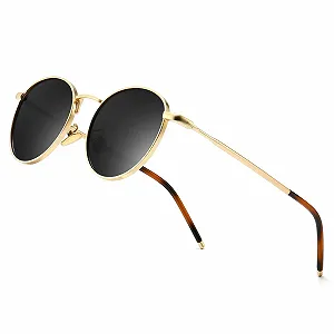 Круглі Вінтажні Поляризовані Сонцезахисні окуляри SUNGAIT Класична Ретро Металева оправа Круглі для жінок та чоловіків SGT059 - Фото 1