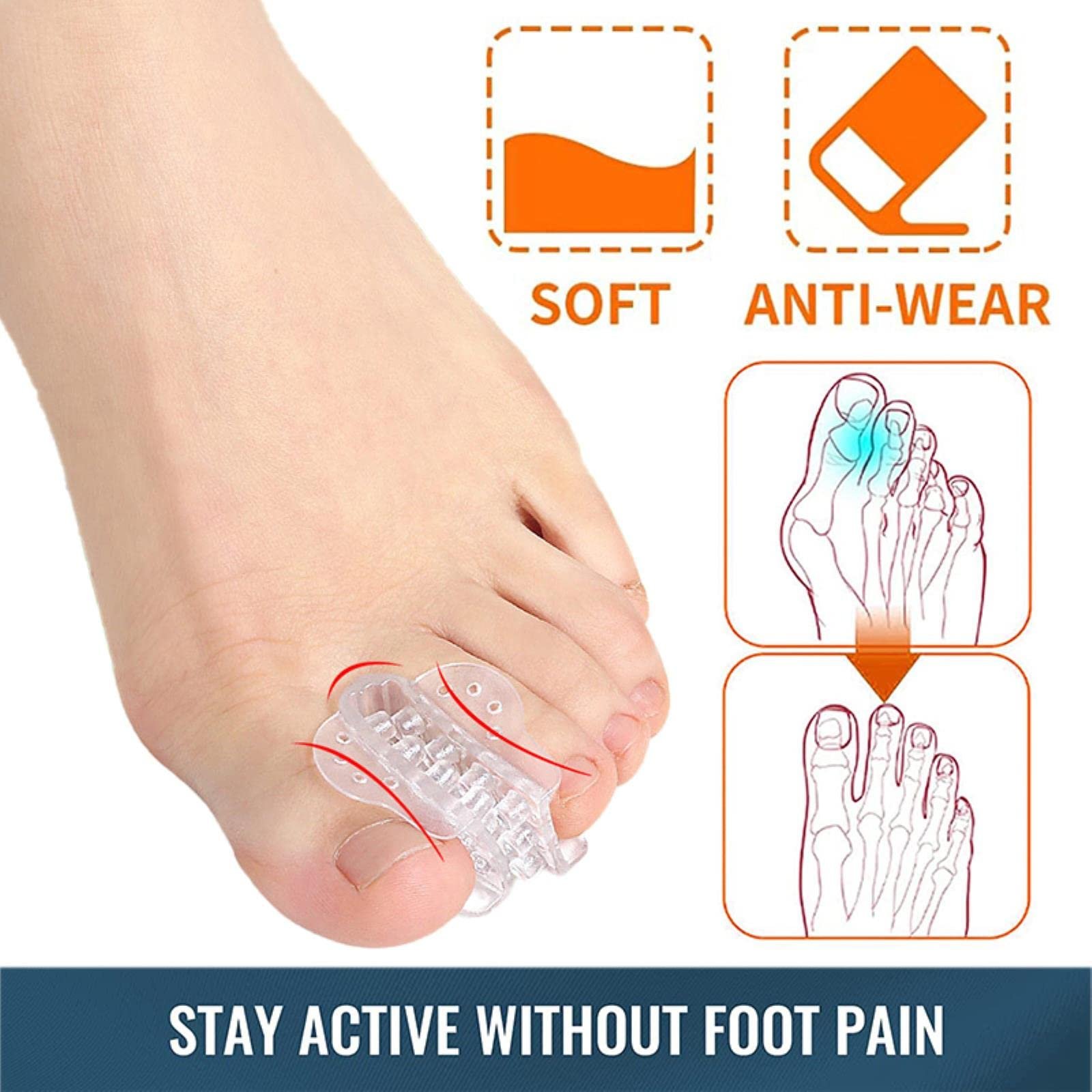 Роздільники для пальців гелеві 2/4 шт. для корекції вальгусної деформації та відновлення оригінальної форми, фото №2 Роздільники для пальців гелеві 2/4 шт. для корекції вальгусної деформації та відновлення оригінальної форми, фото №2