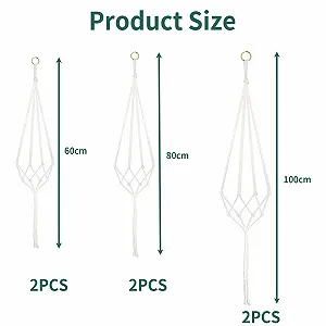 Подвесные кашпо макраме Macrame Hangers набор 6 шт 60 см 80 см 100 см с S-крючками synthetic.ua - Фото 1