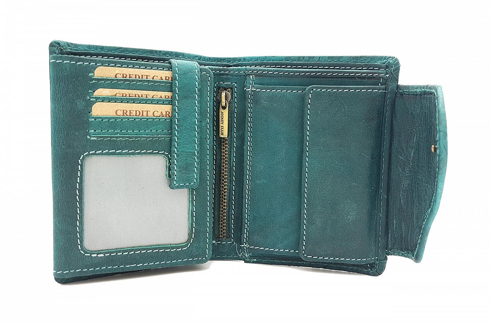 Кошелек Женский Jockey Club Кожаный Liana Floral Motifs Petrol Blue, бирюзовый, фото №2