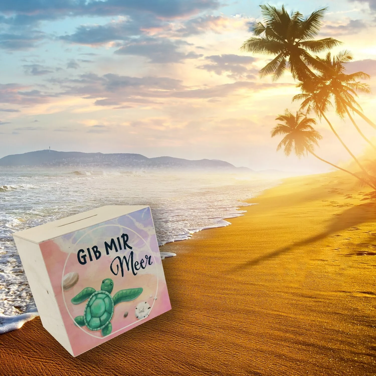 Скарбничка Gib Mir Sea дерев'яна з мотивом моря та черепахи, фото №6