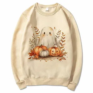 Свитшот Женский Halloween 2025 Свободного Кроя, большого размера, Милый Рисунок, Повседневный Осенний Пуловер, Верх для Вечеринки, Фестиваля, Отдыха на Природе, Свадьба synthetic.ua - Фото 1