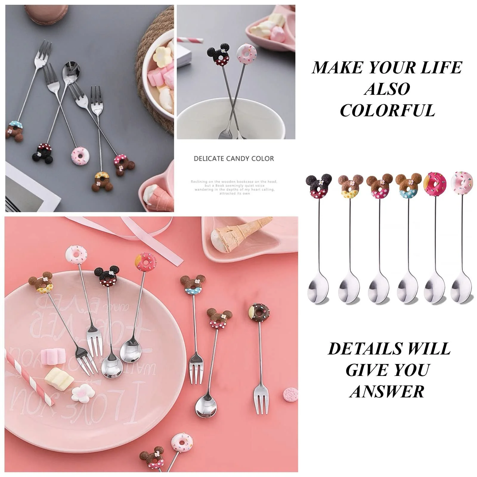 Набір з 6 кавових ложок з нержавіючої сталі, милі мультяшні маленькі, фото №7 Набір з 6 кавових ложок з нержавіючої сталі, милі мультяшні маленькі, фото №7