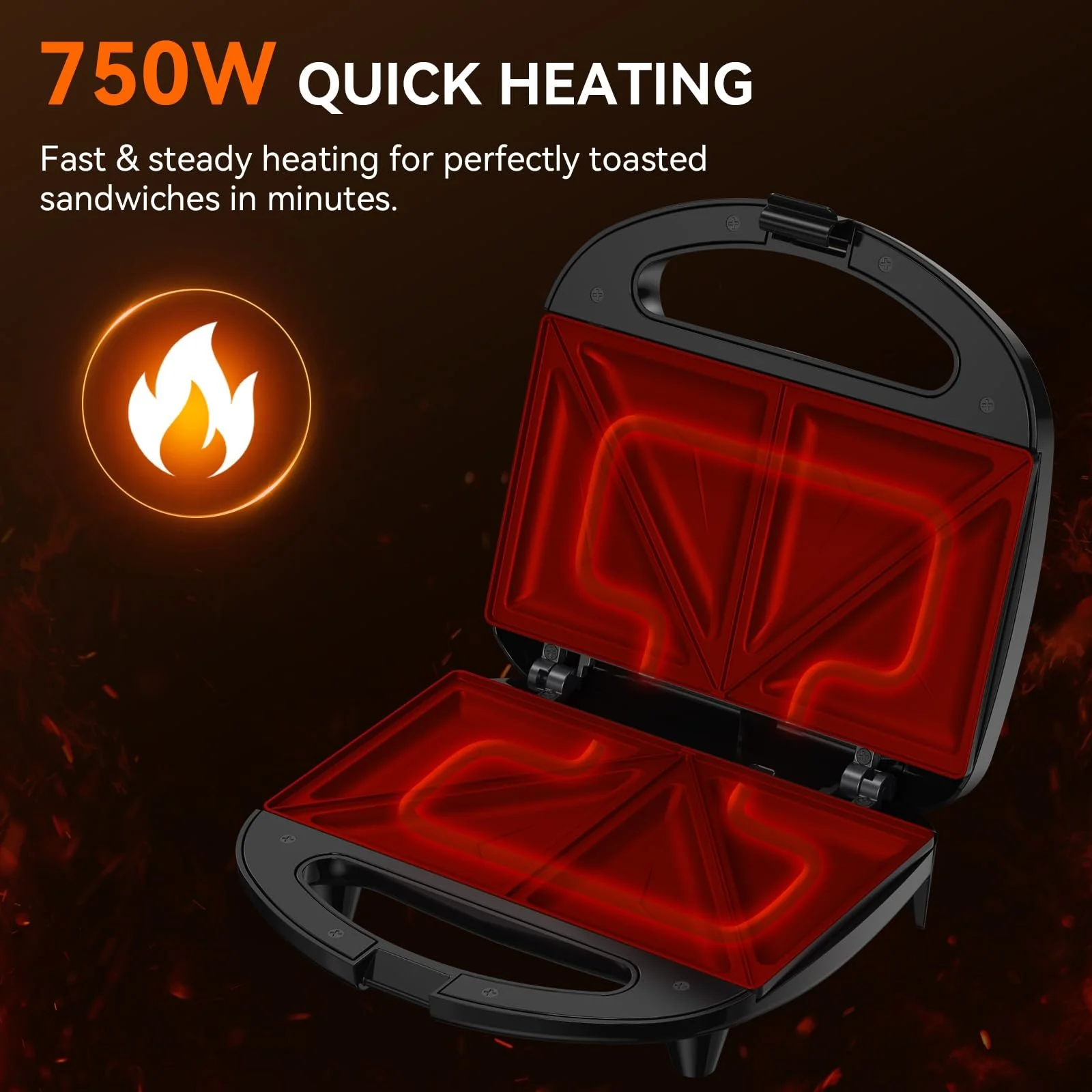 Сэндвичница Snailar Треугольные пластины 2 ломтика Черный, фото №3 Сэндвичница Snailar Треугольные пластины 2 ломтика Черный, фото №3