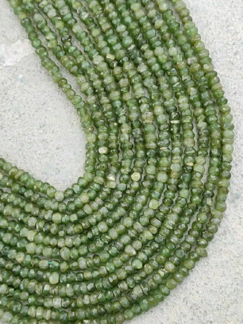 Круглые граненые бусины Кошачий глаз Зеленый 3.5-4 мм, фото №2