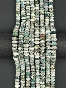 Намистини Агат Дерево Натуральний рондель гладкий 11 мм, нитка 45.72 см для намиста браслета - Фото 1