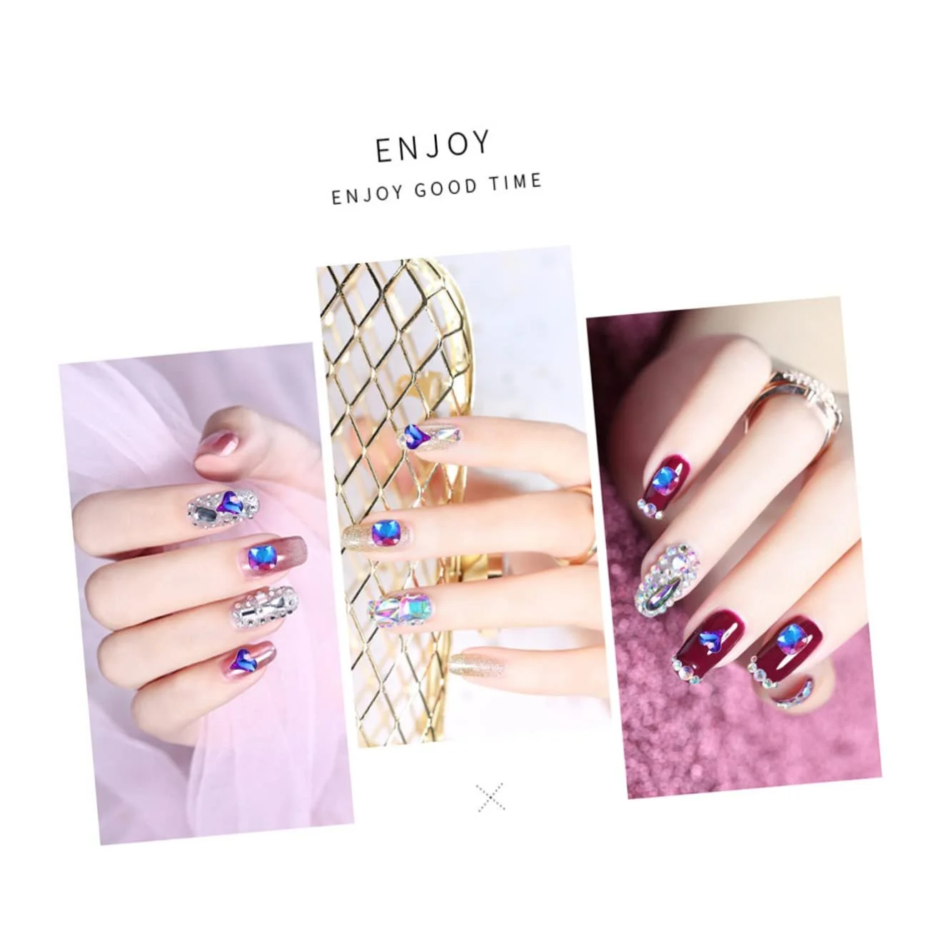 Наклейки скляні WOONEKY 20 шт. Аксесуари для самоклеючі декорації для творчого нейл-арту для жінок та дівчат, випадкові дизайни, фото №8