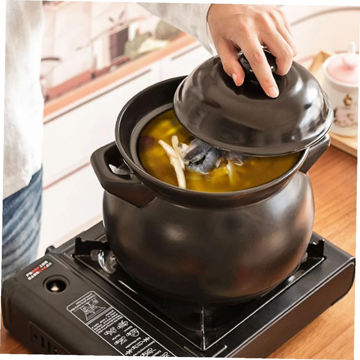 Горшок Toyvian керамический жаростойкий с крышкой черный, фото №7