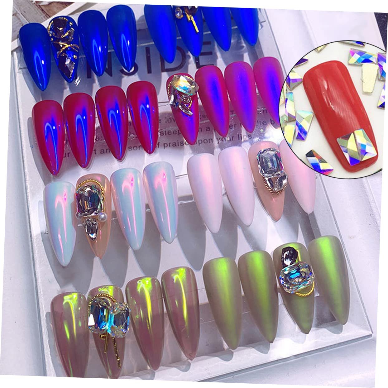 Стрази Плоскі MERRYHAPY, 100 шт, для Манікюру, Різні Розміри та Форми, фото №6