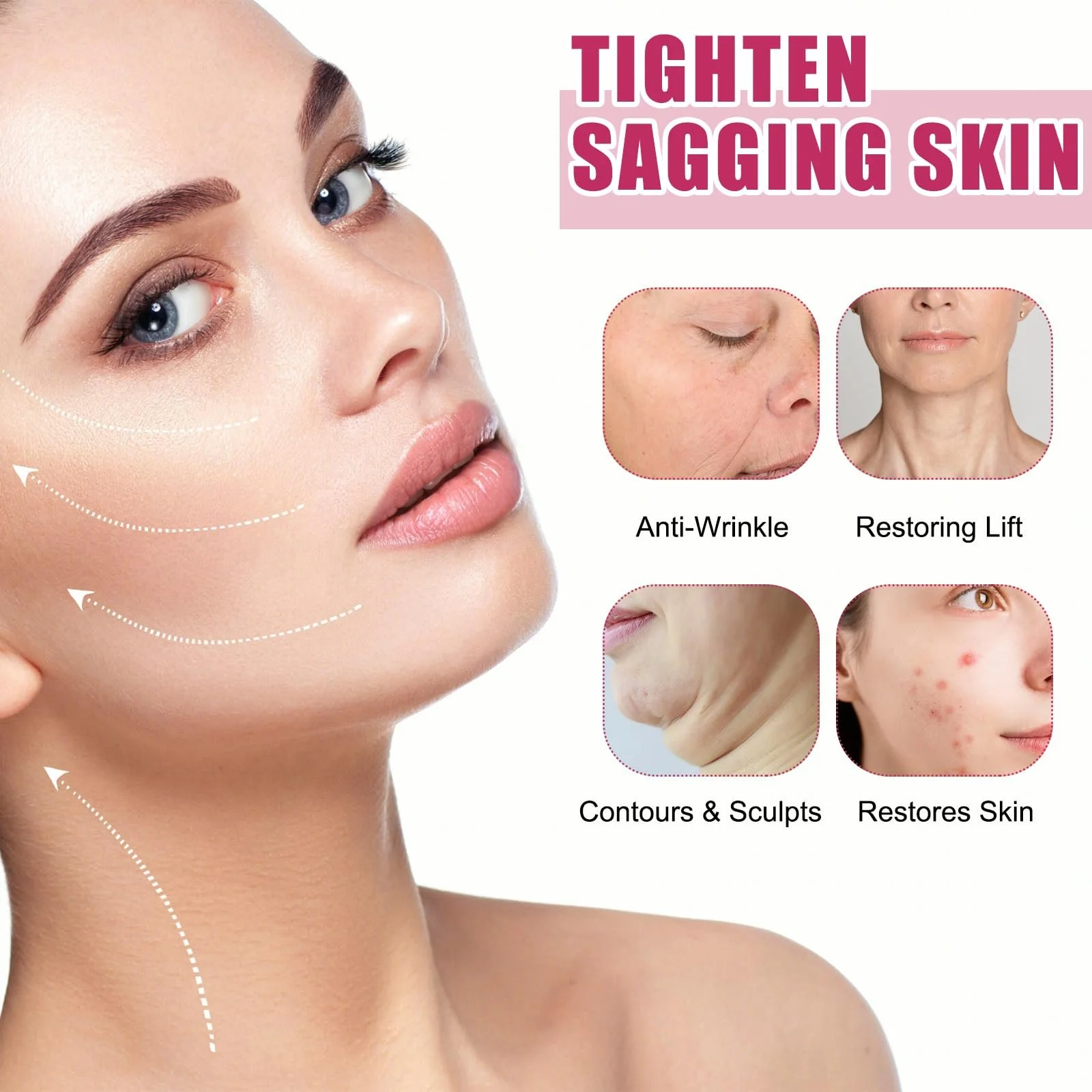 Маска для обличчя з колагеном, ліфтинг, набір з 6 шт, фото №3