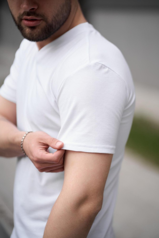 Футболка біла горло, фото №4