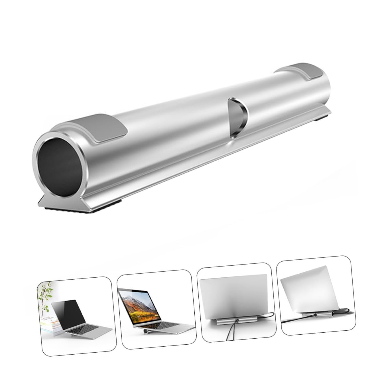 Підставка для ноутбука алюмінієва з нековзними накладками, з нахилом, ергономічна, легка для покращеного кута огляду та захисту від подряпин, фото №3