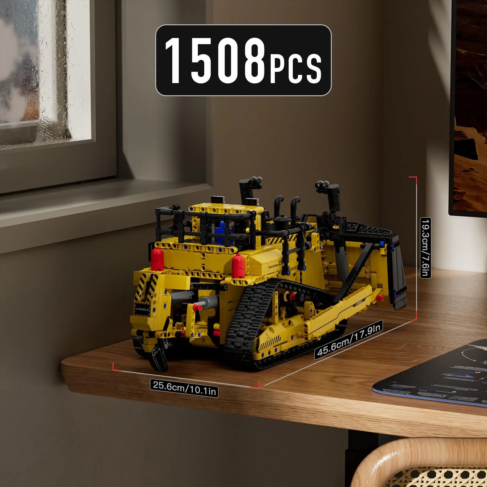 Бульдозер Mould King Technik 15084 D11 с дистанционным управлением, строительные блоки, игрушечный строительный экскаватор, строительные блоки с моторами, подарки для детей от 14 лет (1508 деталей), фото №2
