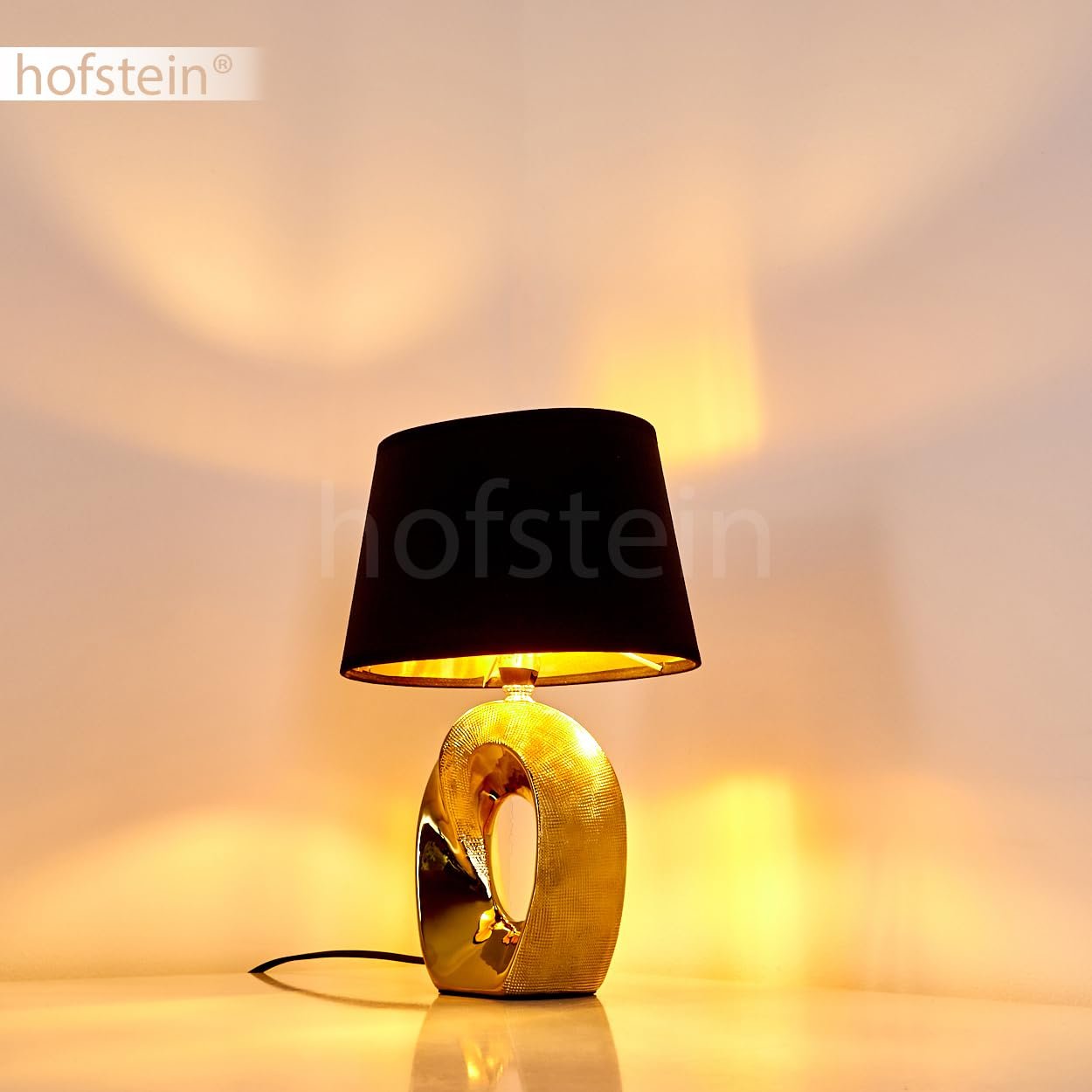 Настільна лампа HOFSTEIN Rovio Metal/Fabric E14 Black/Gold 19.5 см, фото №9