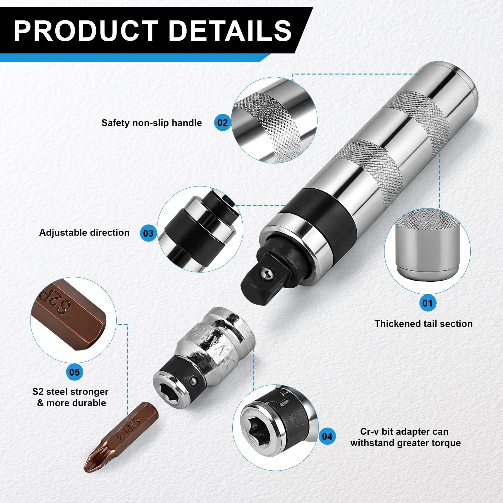 Набір ударних викруток 1/2 дюйма 12 шт., фото №3