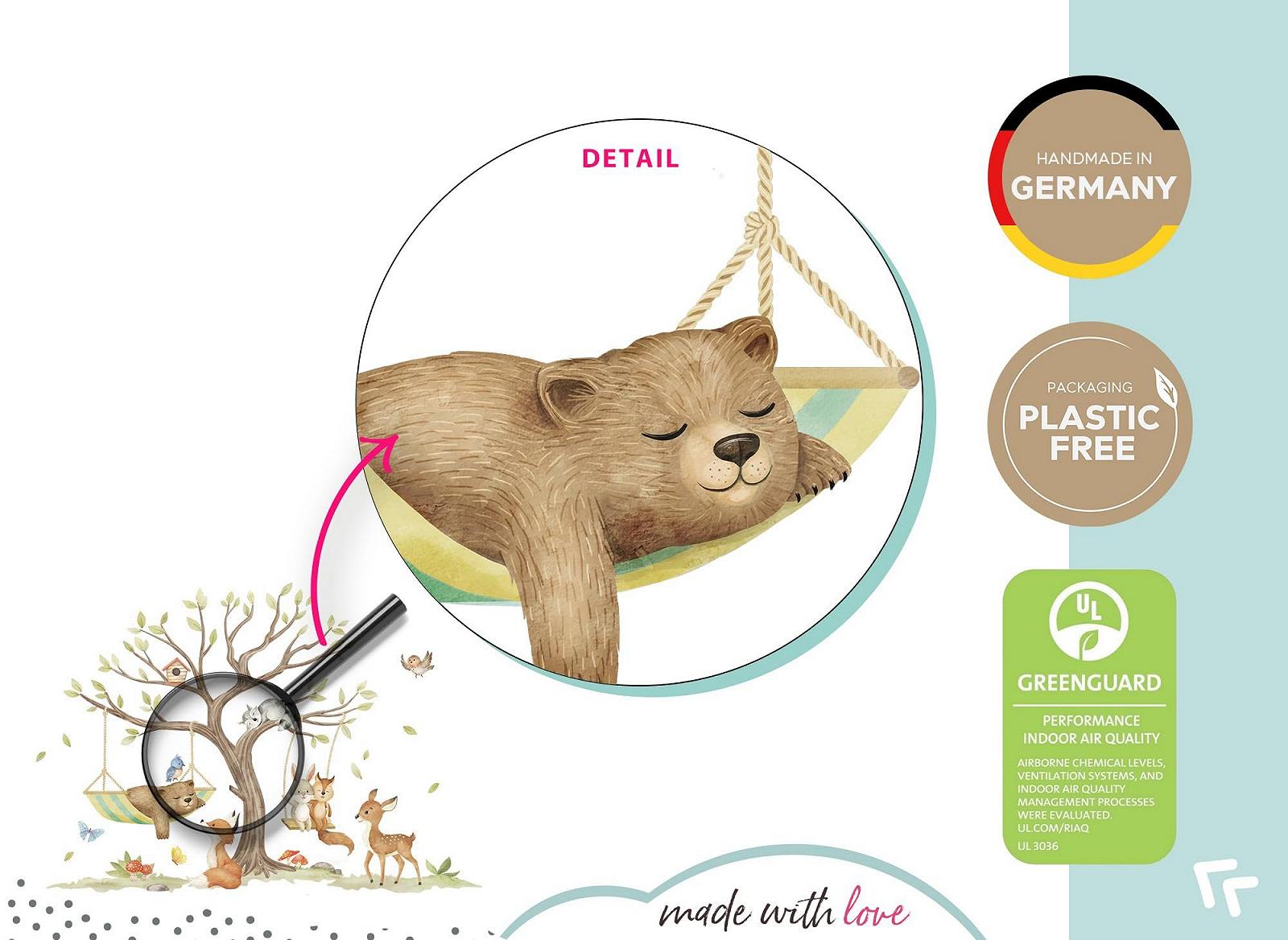 Наклейка на стену Little Deco DL5073 XL Лесные животные Медведь Лиса 140 x 98 см, фото №5