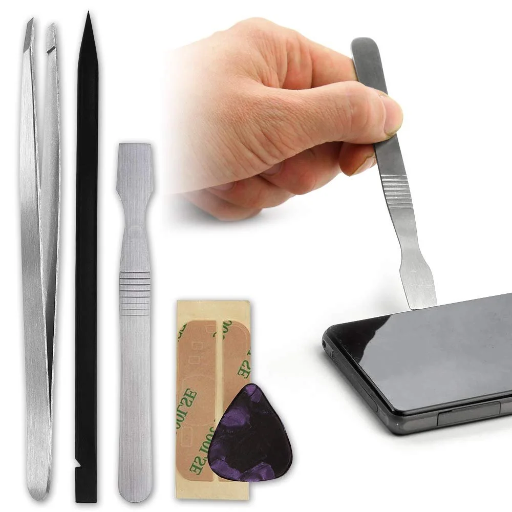 Магнитный набор инструментов для ремонта мобильных телефонов, 18 штук с пенталобными и торкс-отвертками, пластиковый подъемник, присоска, набор отверток с пинцетами, клей для дисплея, прецизионный ремонтный набор, фото №4