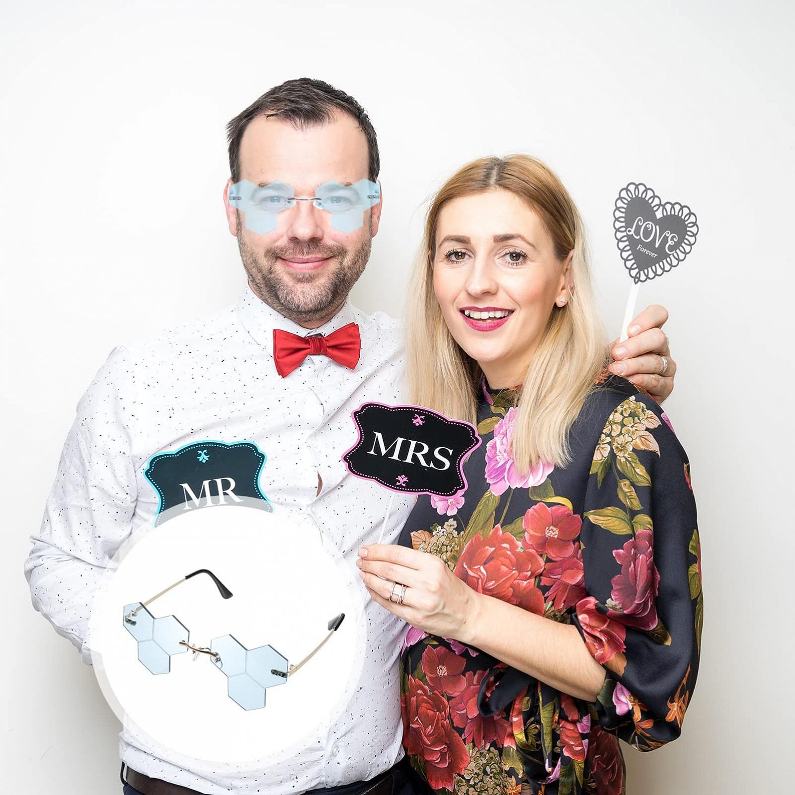 Солнцезащитные Очки Без Оправы Неправильной Формы Небесно-голубой, фото №4