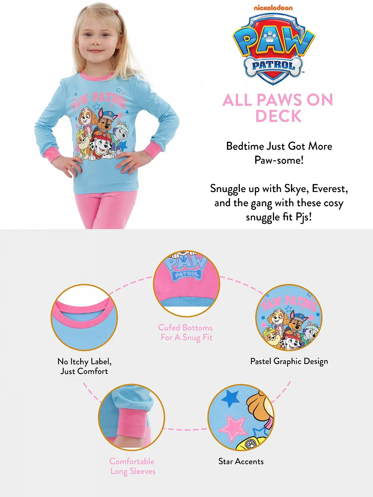 Пижама PAW PATROL для девочек Чейз Маршалл Скай Эверест Slim Fit, фото №7 Пижама PAW PATROL для девочек Чейз Маршалл Скай Эверест Slim Fit, фото №7