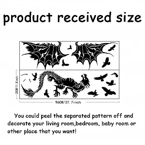Наклейка на стіну SUPERDANT Дракони та птахи Вінілова Чорна synthetic.ua - Фото 1
